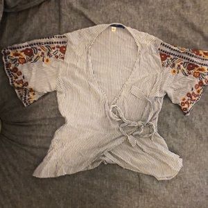 Blue rain xs wrap around blouse